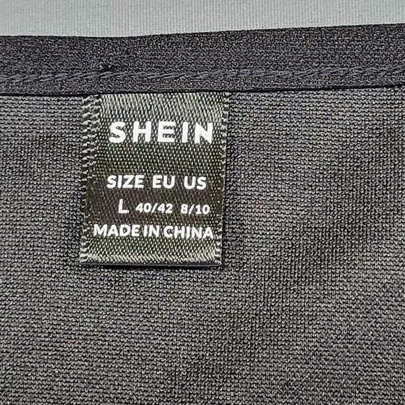 Shein Black Dress Midi Unlined Casual Short Sleeves Square Neckline Women Size L - Picture 3 of 9